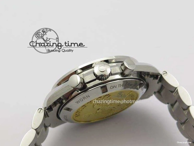 0524 Effortless Speedmaster Apollo 11 On SS Bracelet Manual Winding Chrono Movement 8225